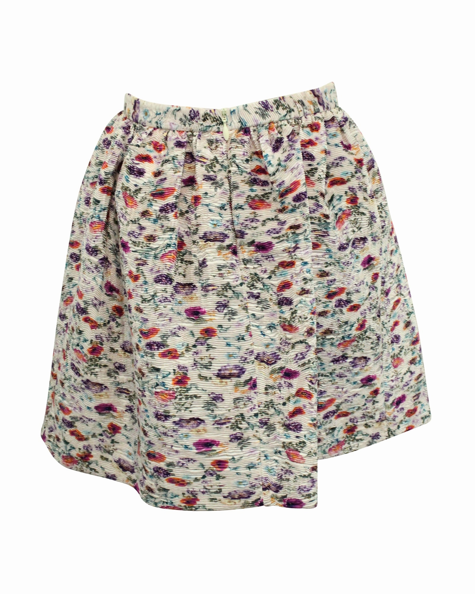 MSGM Floral Pleated Mini Skirt in Pastel Pink Polyester