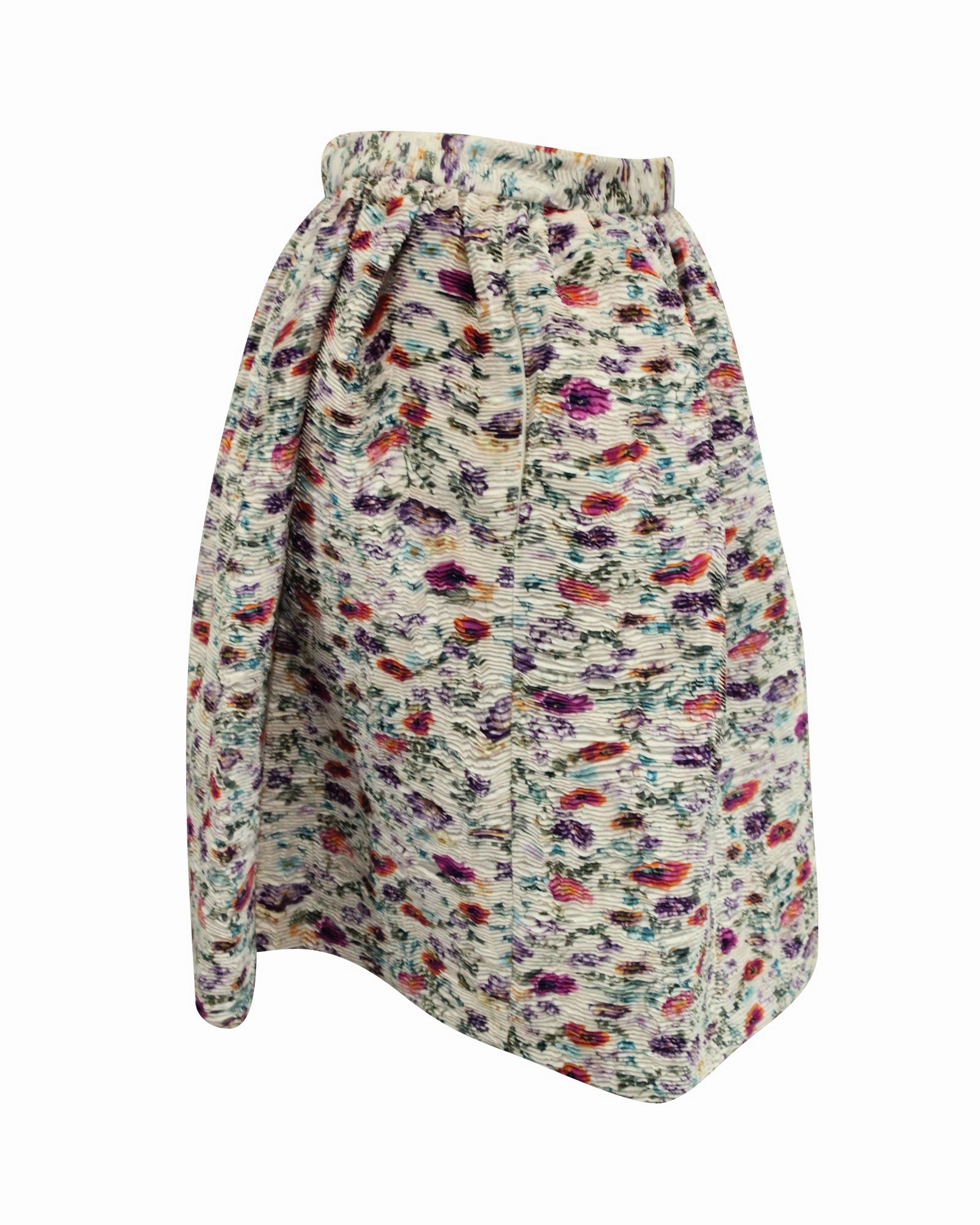 MSGM Floral Pleated Mini Skirt in Pastel Pink Polyester