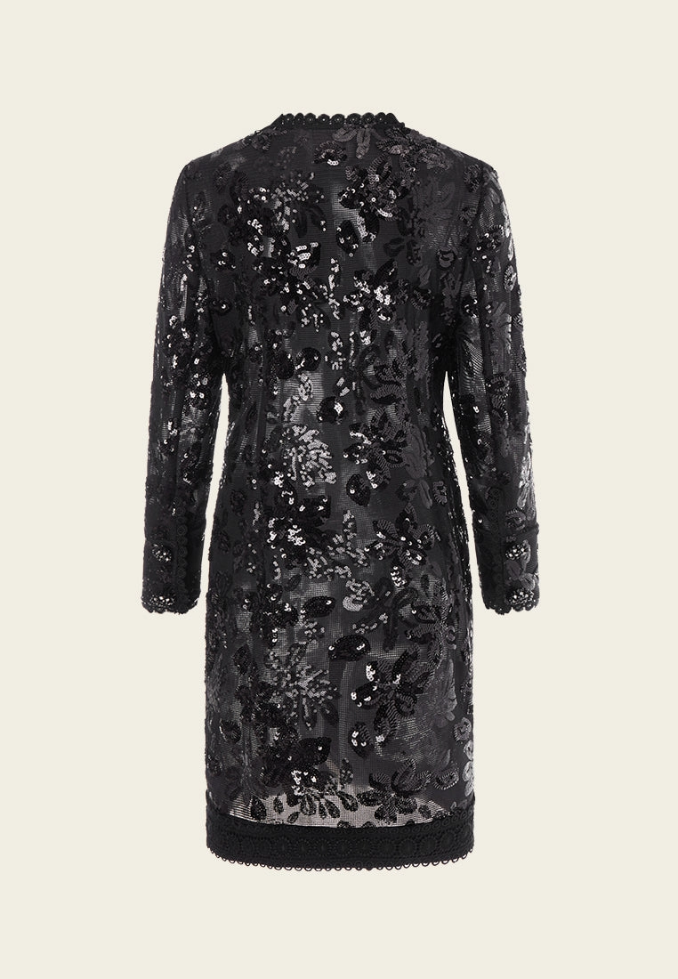 Mysterious Mistress Sequined Midi Coat