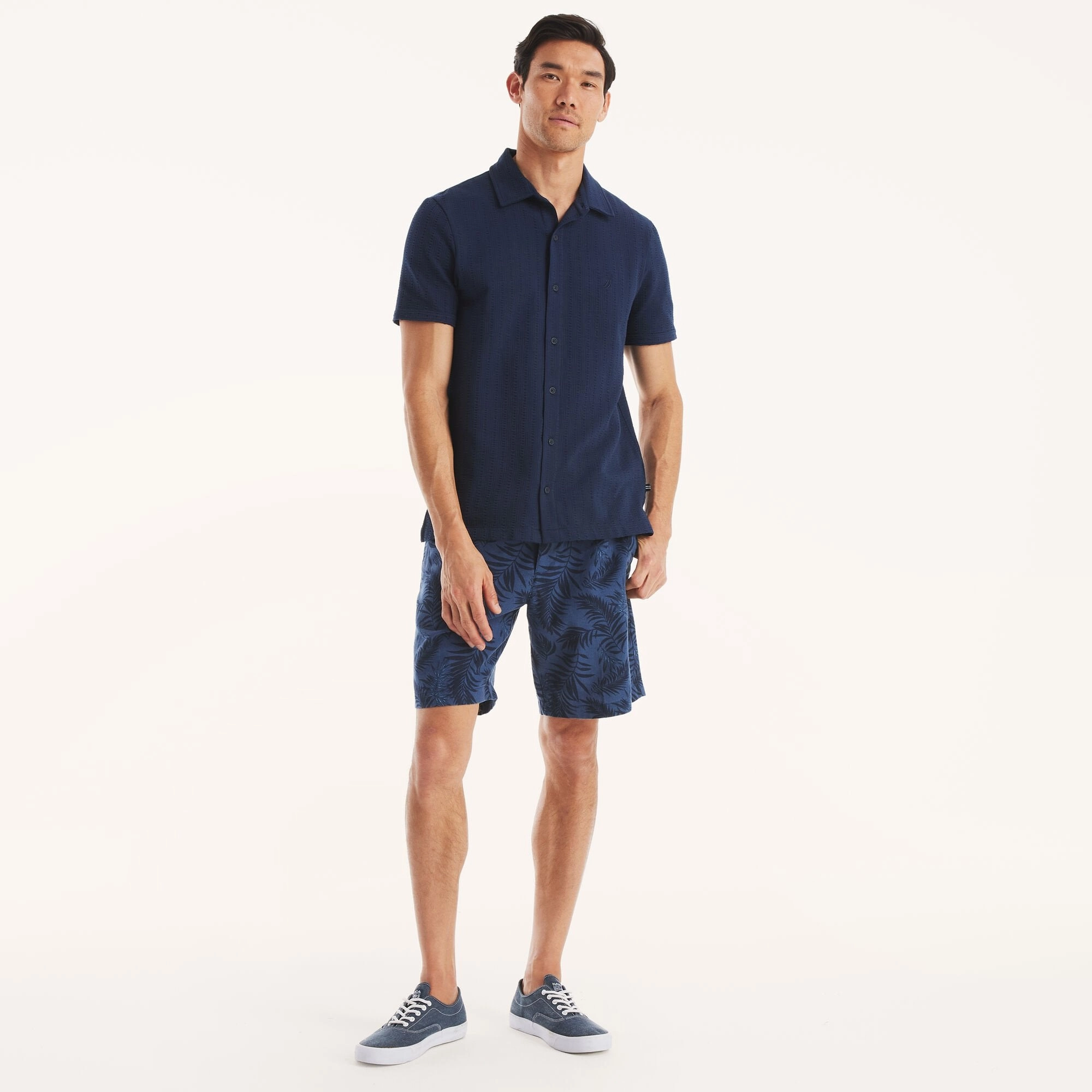 Nautica Mens 8.5" Printed Pleated Linen Short