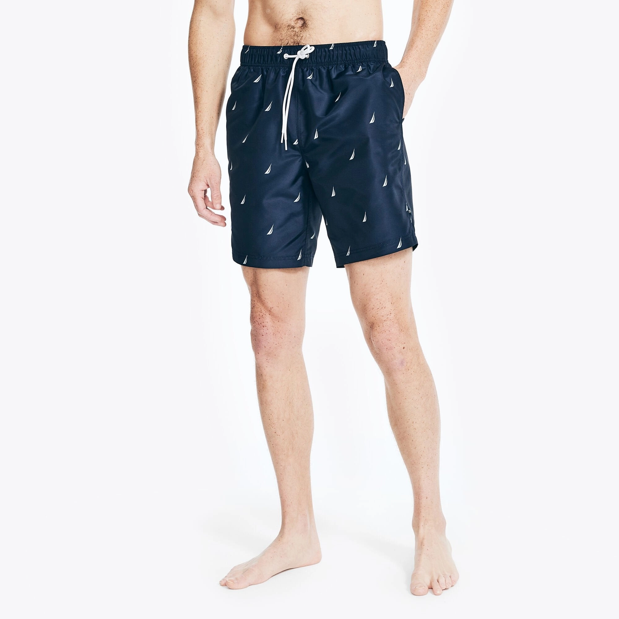 Nautica Mens 8" Logo Print Quick-Dry Swim