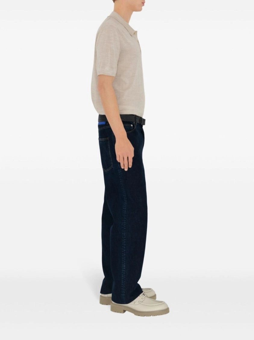 Navy Blue Straight Leg Jeans