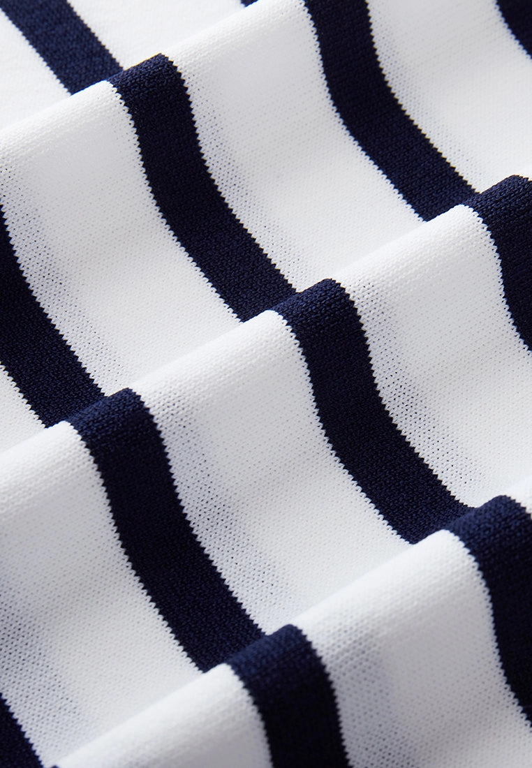 Navy Blue Stripped Knitted Jacket