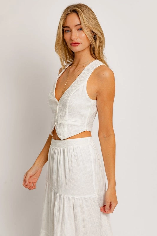 Newport Cotton Sleeveless Button Down Vest