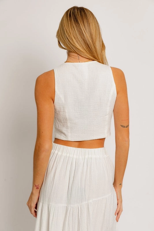 Newport Cotton Sleeveless Button Down Vest