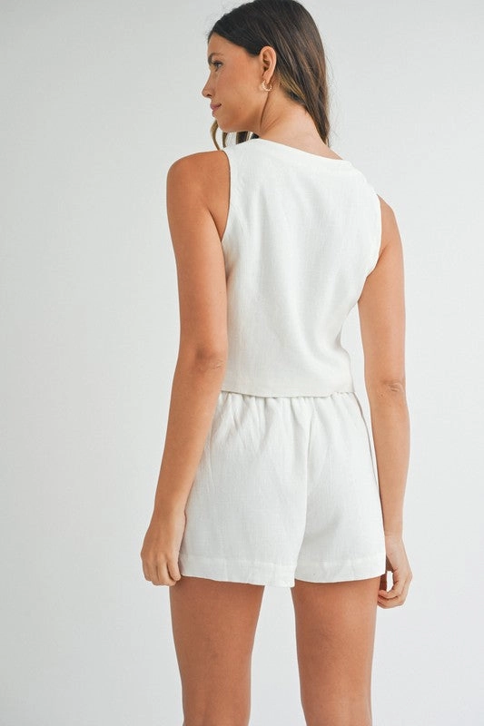Newport Linen Sleeveless Button Down Vest