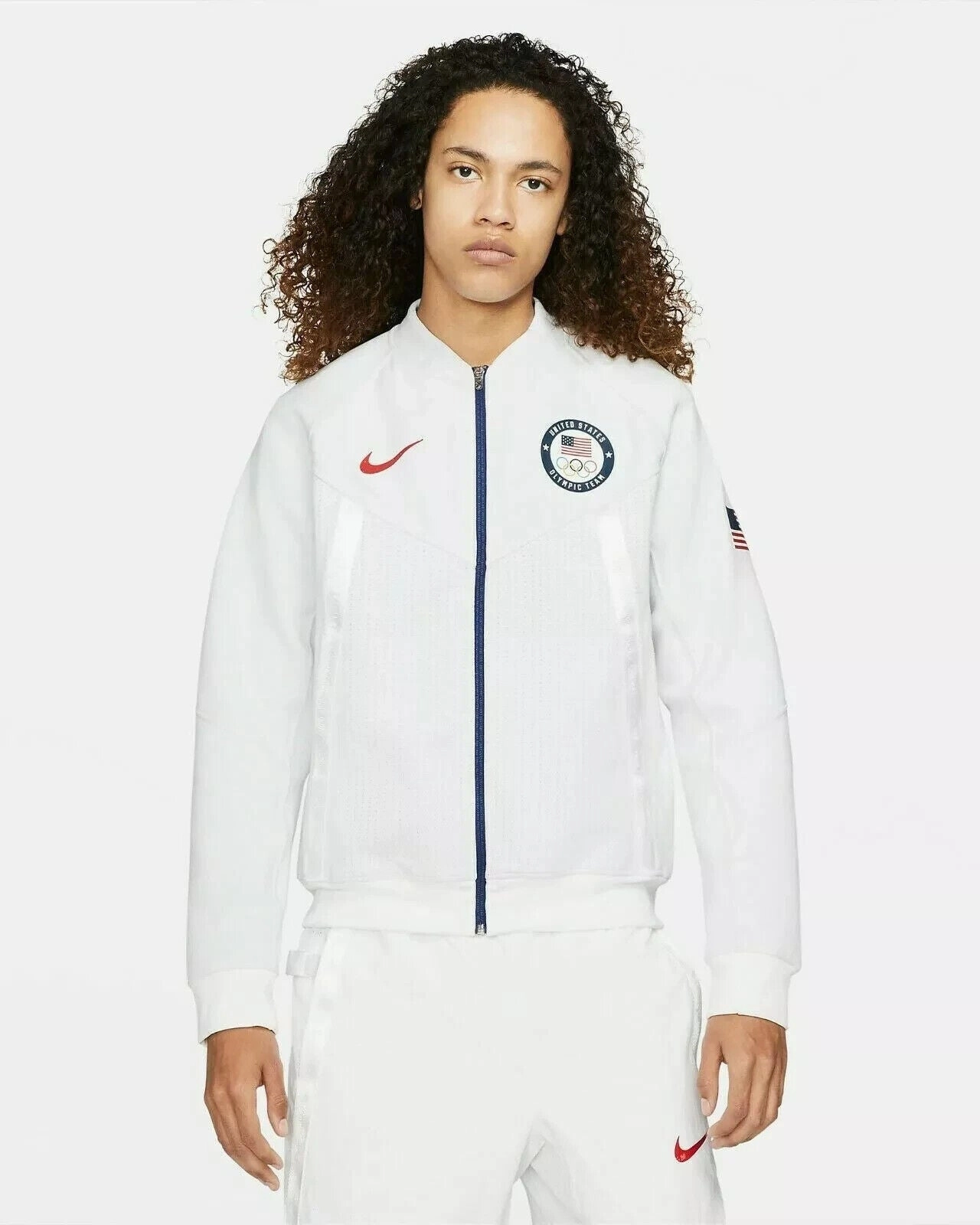 Nike CK4567-100 Jacket Mens XL White Team USA 2020 Tokyo Olympic Full Zip APP907