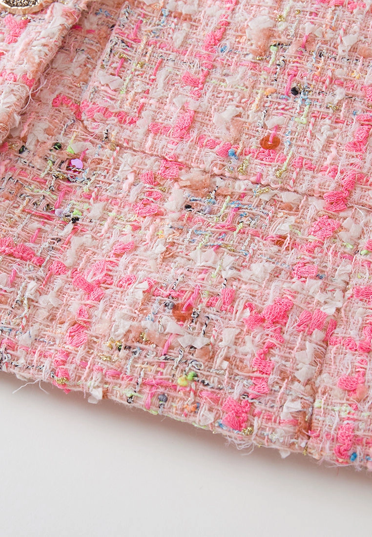 Notched-lapel Double-breasted Checked Sequin-detail Jacket