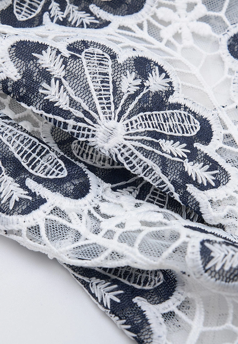 Notched-lapel Mesh Lace Jacket