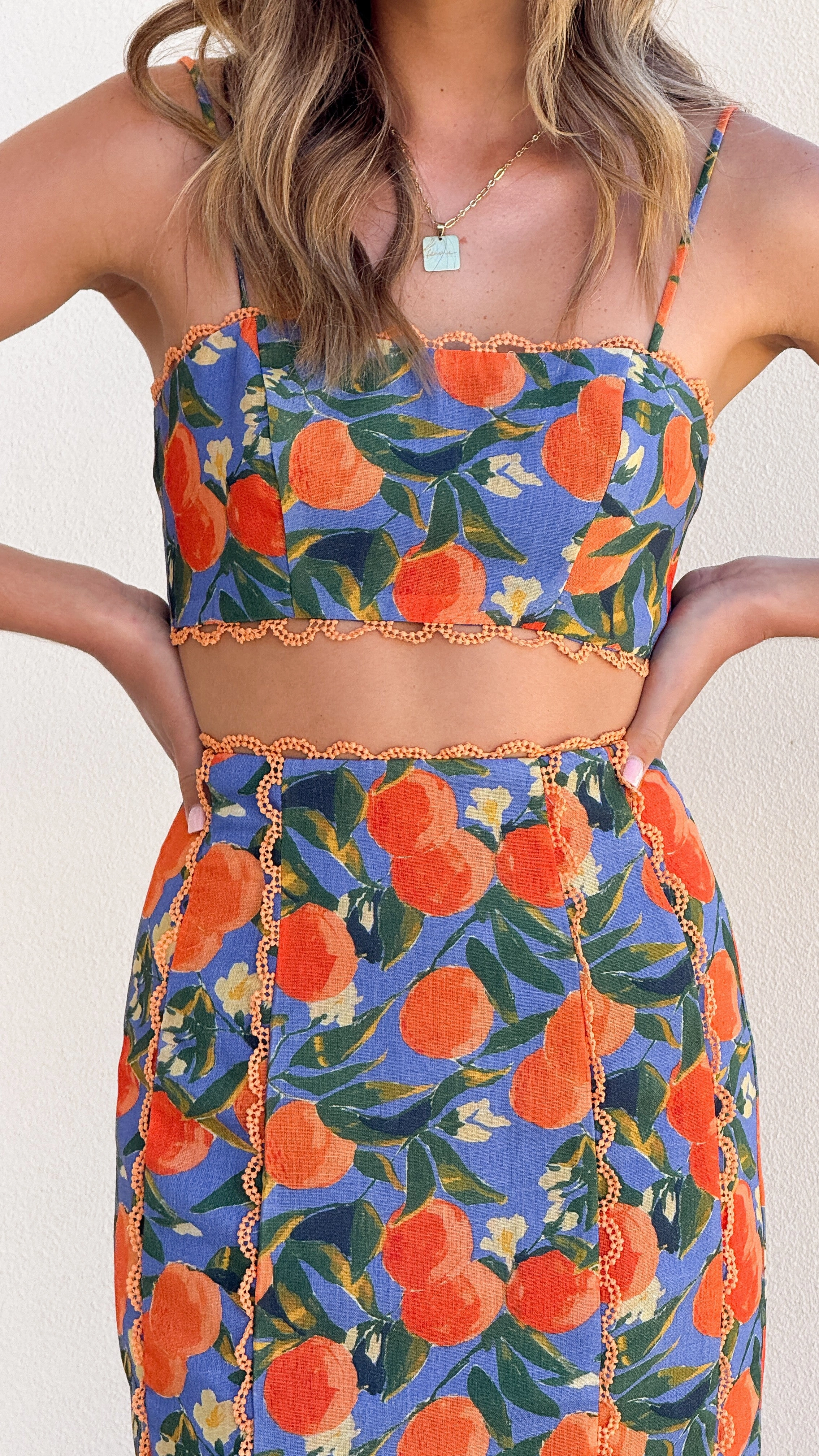 Nova Crop Top - Orange Print