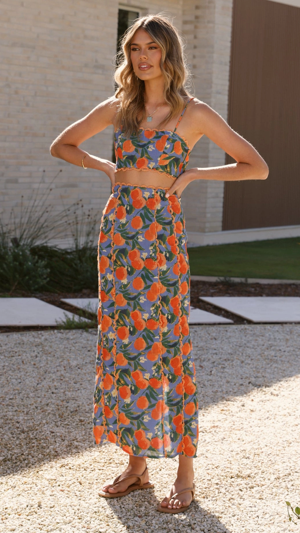 Nova Crop Top - Orange Print