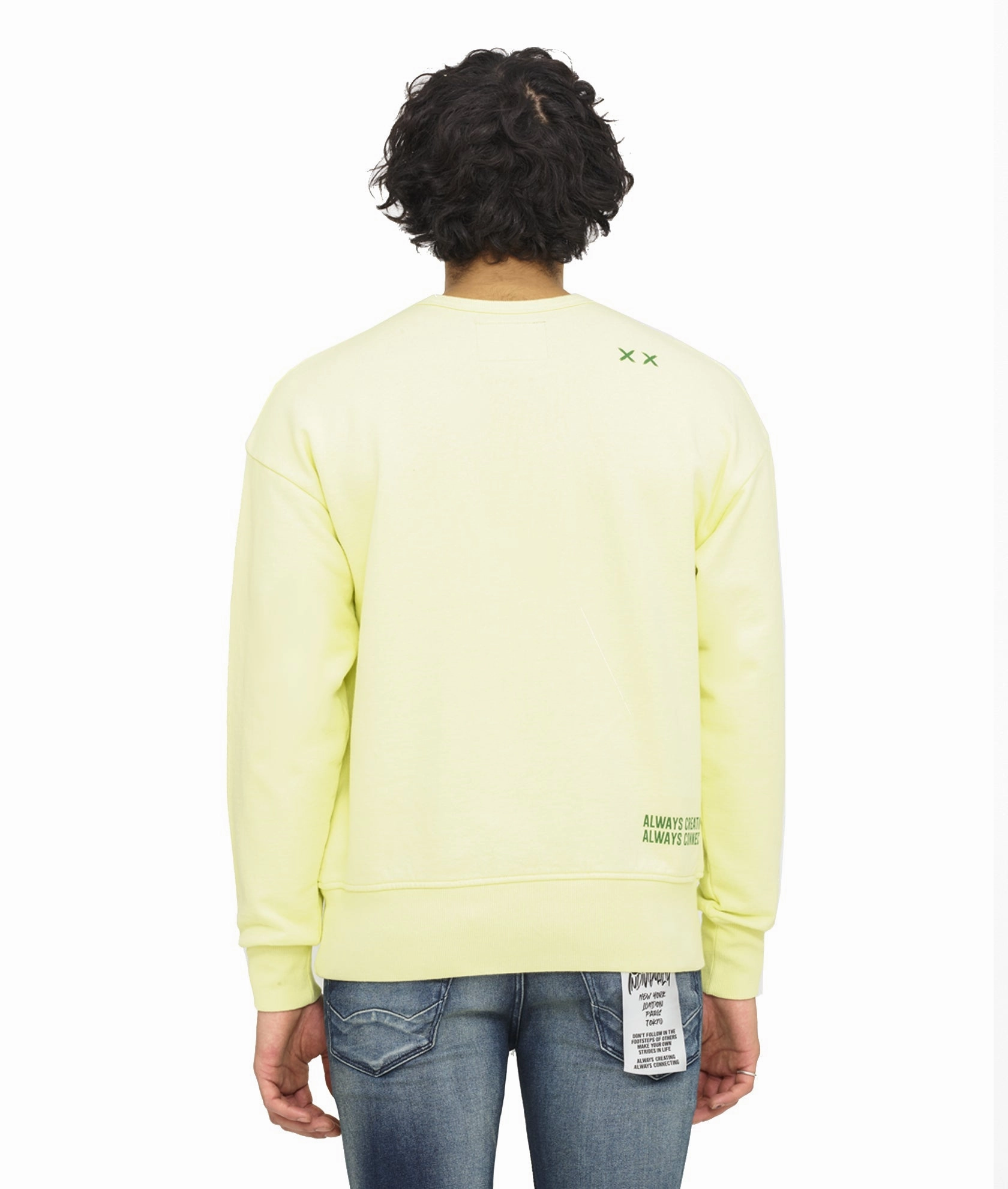 NOVELTY CREW NECK FLEECE IN LEMON