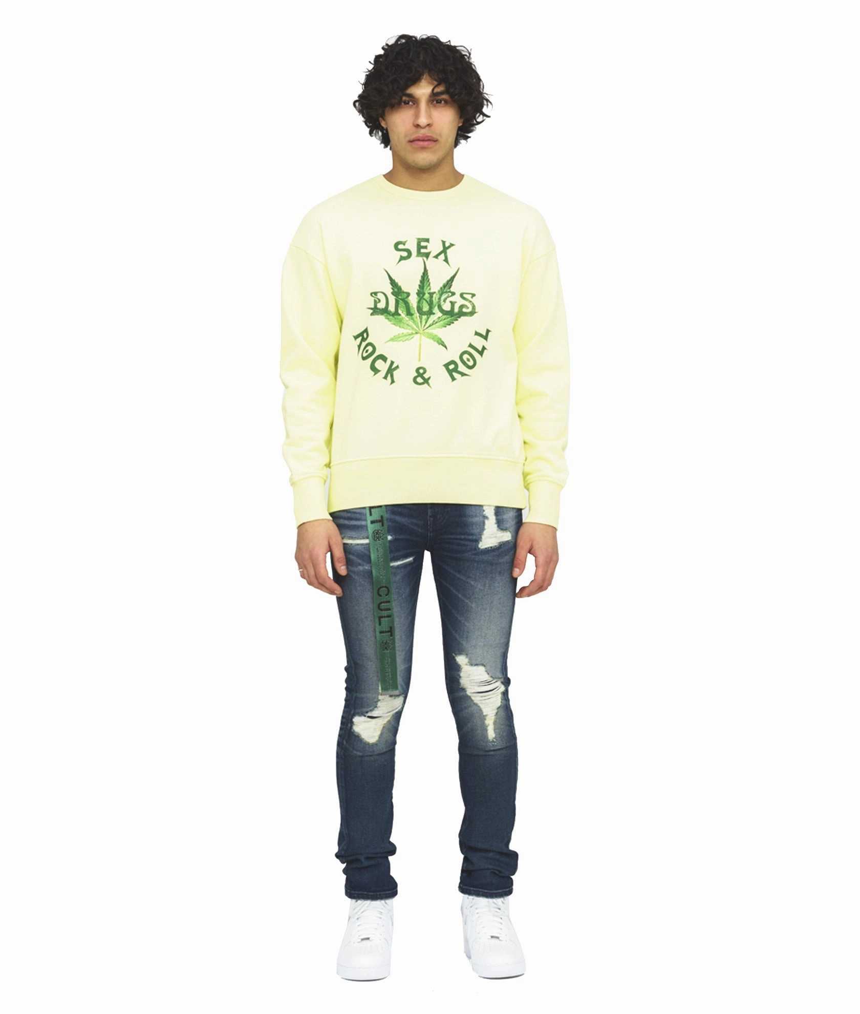NOVELTY CREW NECK FLEECE IN LEMON