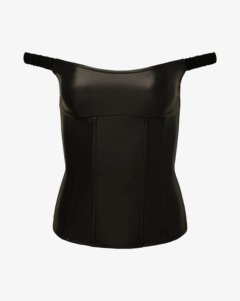 Off Shoulder Vegan Leather Corset