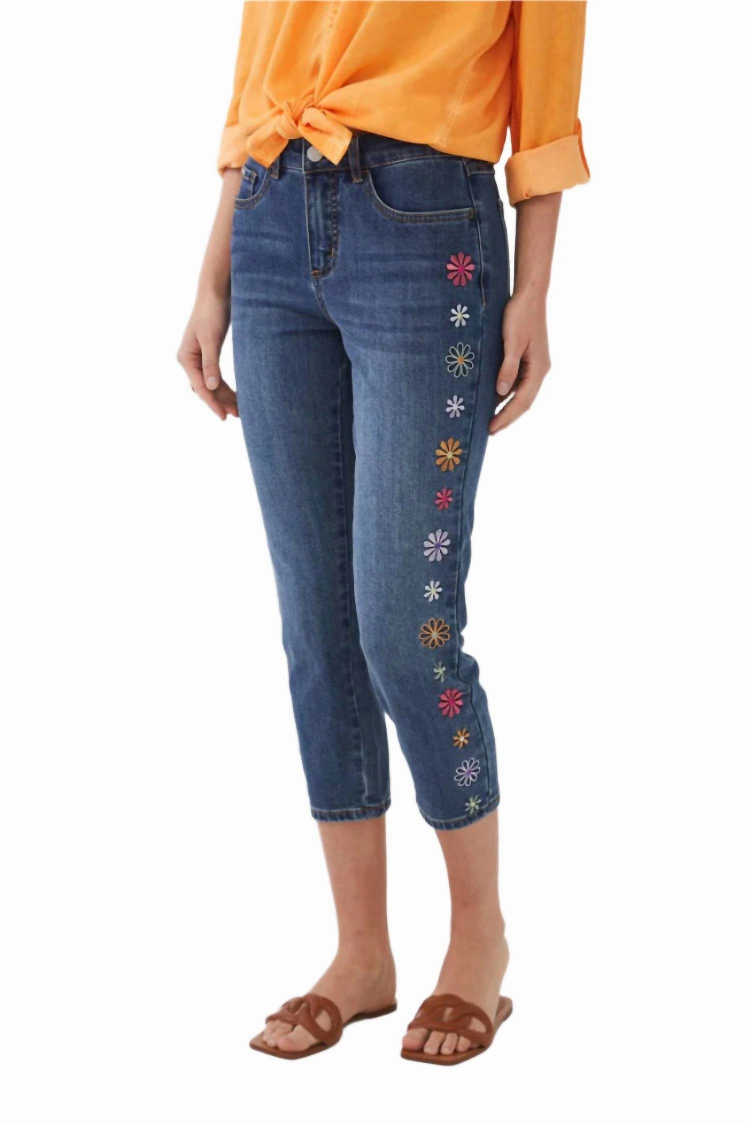Olivia Pencil Cropped Jeans In Medium Wash