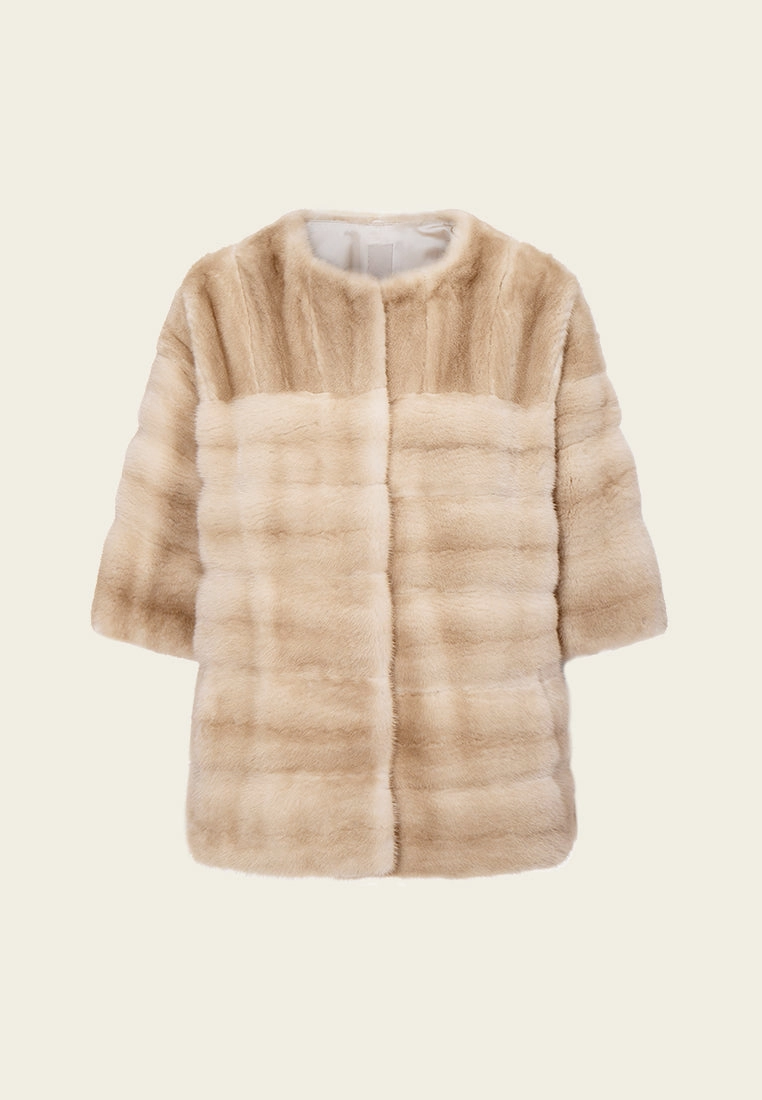 Ombr effect Panelled Fur Cropped Coat