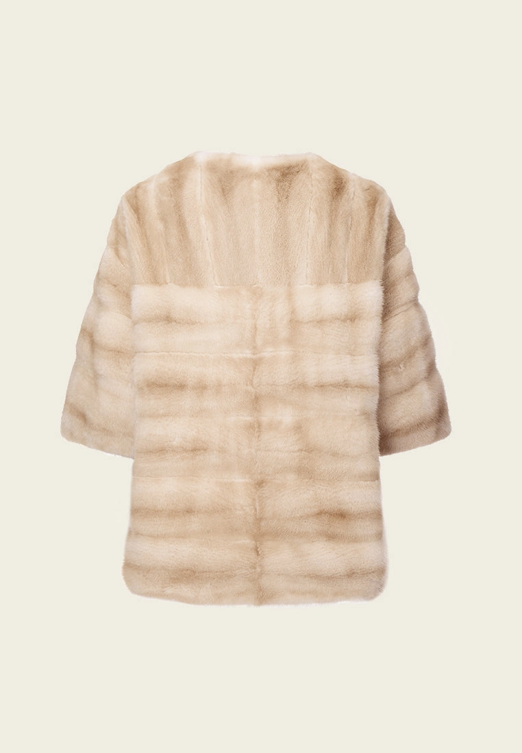 Ombr effect Panelled Fur Cropped Coat