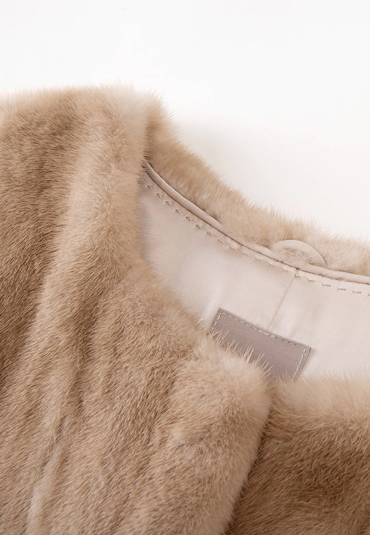 Ombr effect Panelled Fur Cropped Coat