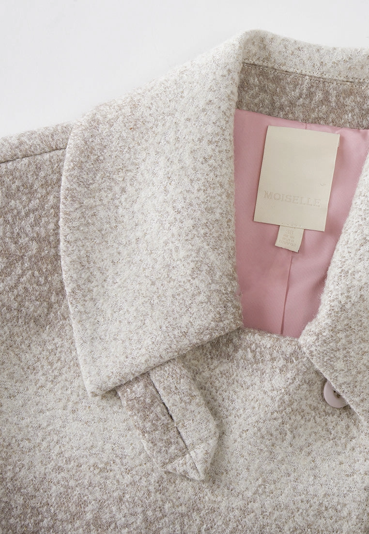 Ombr Effect Stand Collar Tie-belt Coat
