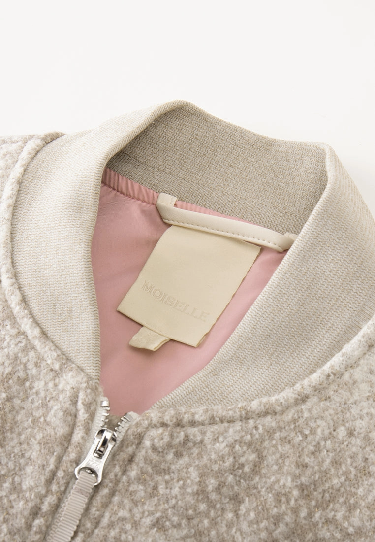 Ombr Effect Tie-neck Two-way Zip-up Jacket