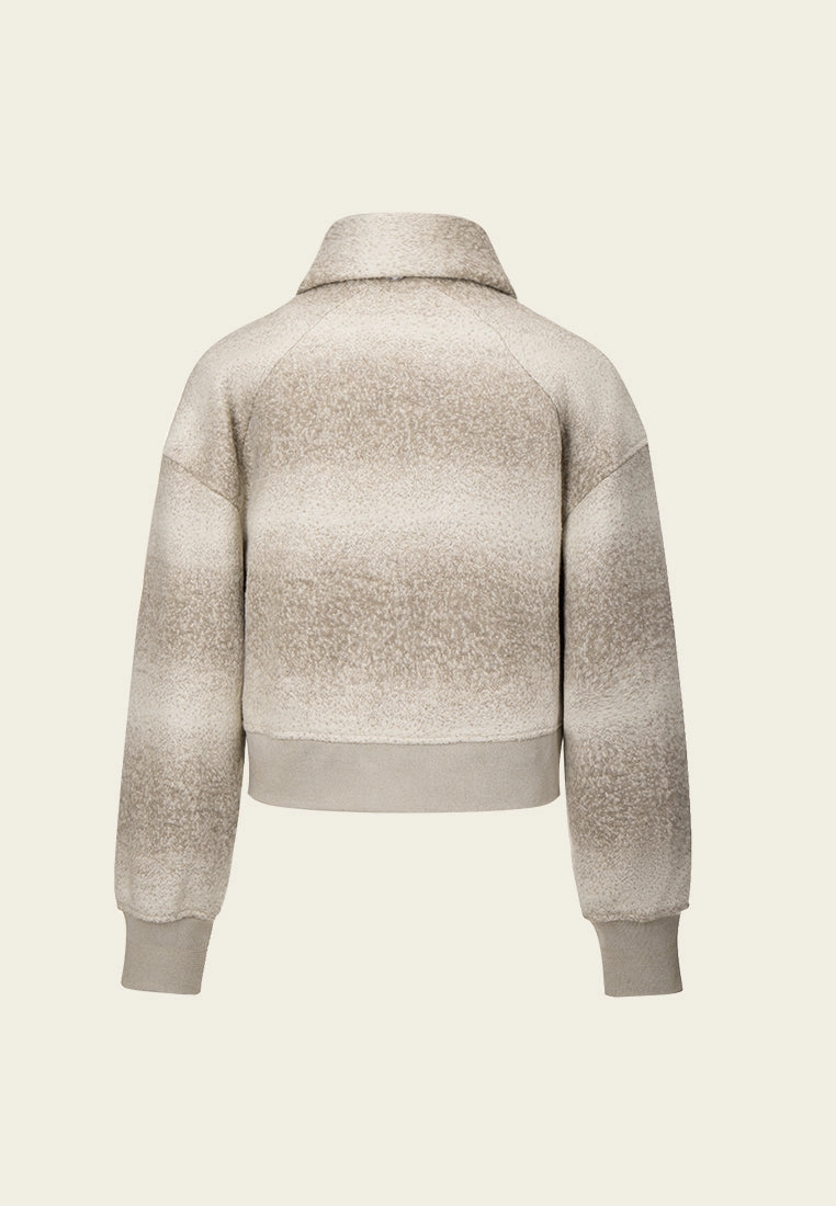 Ombr Effect Tie-neck Two-way Zip-up Jacket