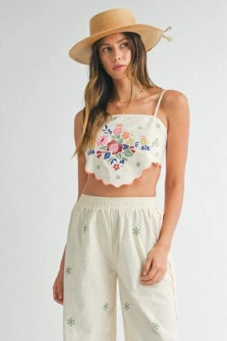 On Island Time Linen Embroidered Pants