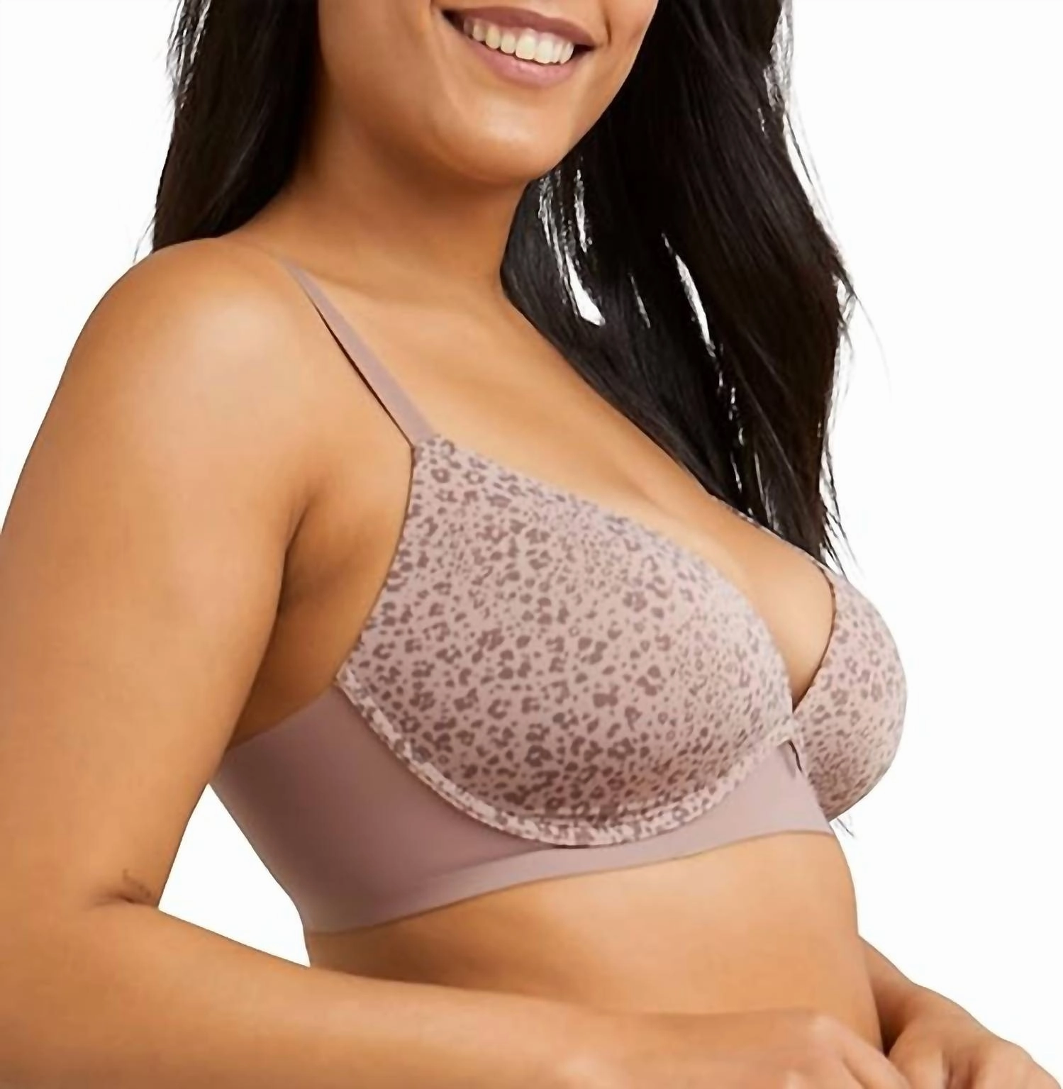 One Fab Fit Wire-Free T-Shirt Bra In Iced Mocha Leopard