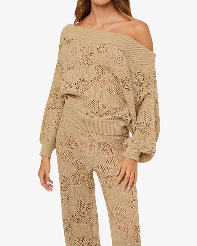 One Shoulder Crochet Sweater