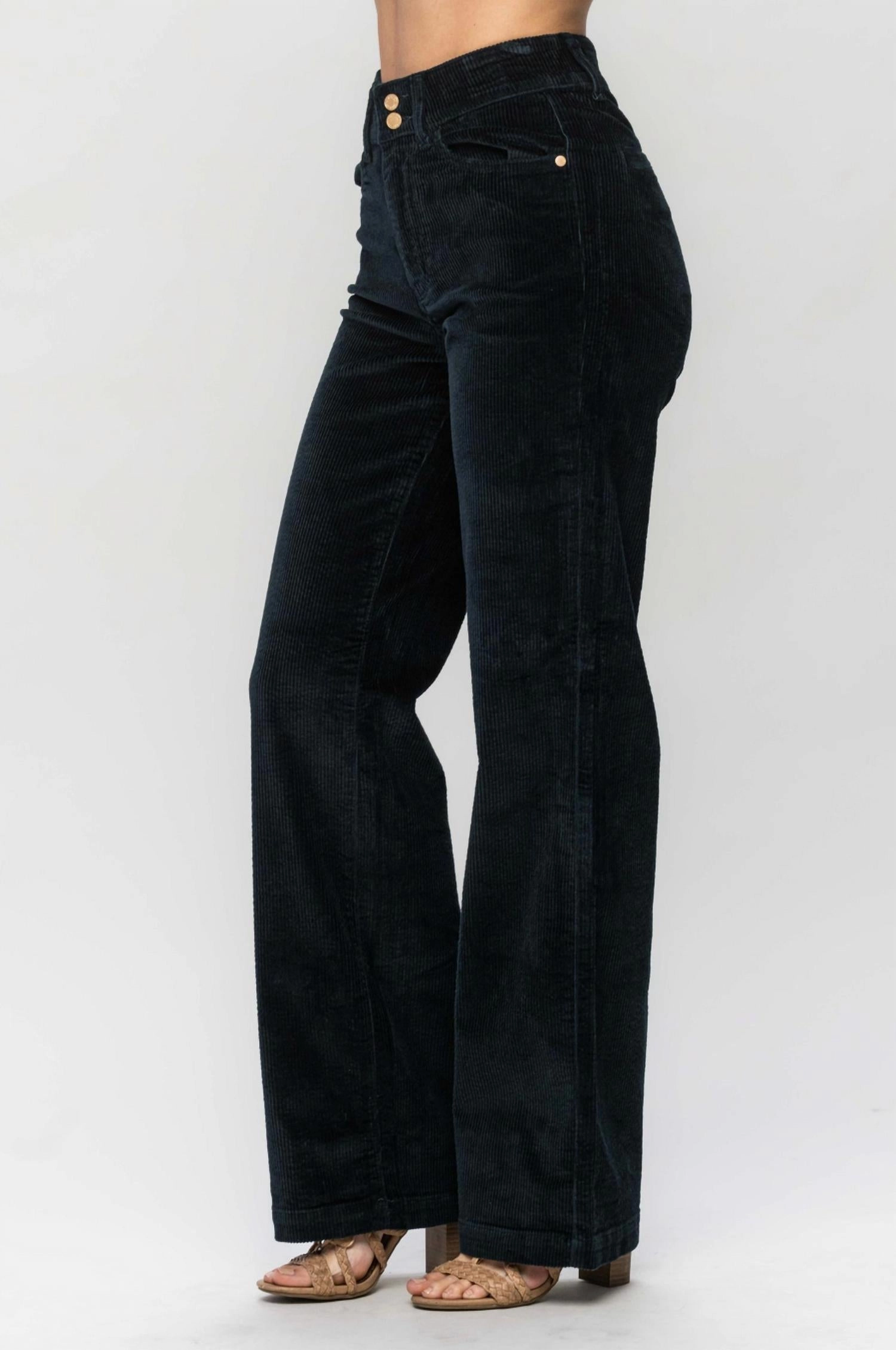 Overdyed Corduroy Trouser Wide Leg Jeans In Emerald