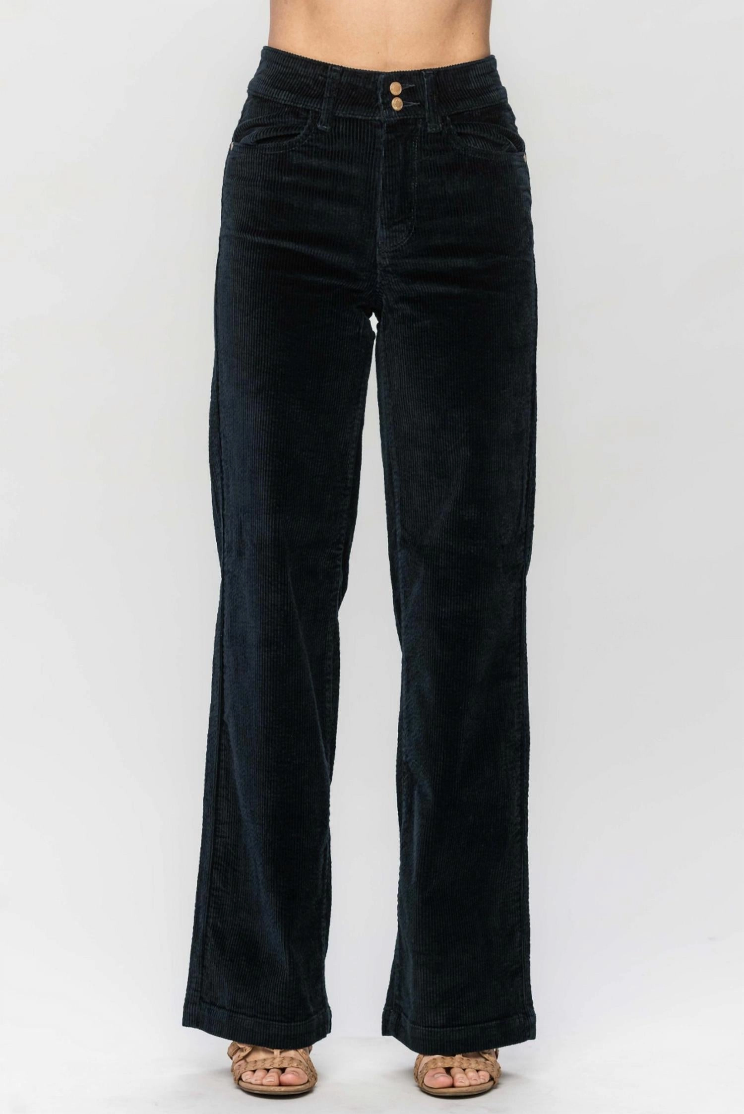 Overdyed Corduroy Trouser Wide Leg Jeans In Emerald