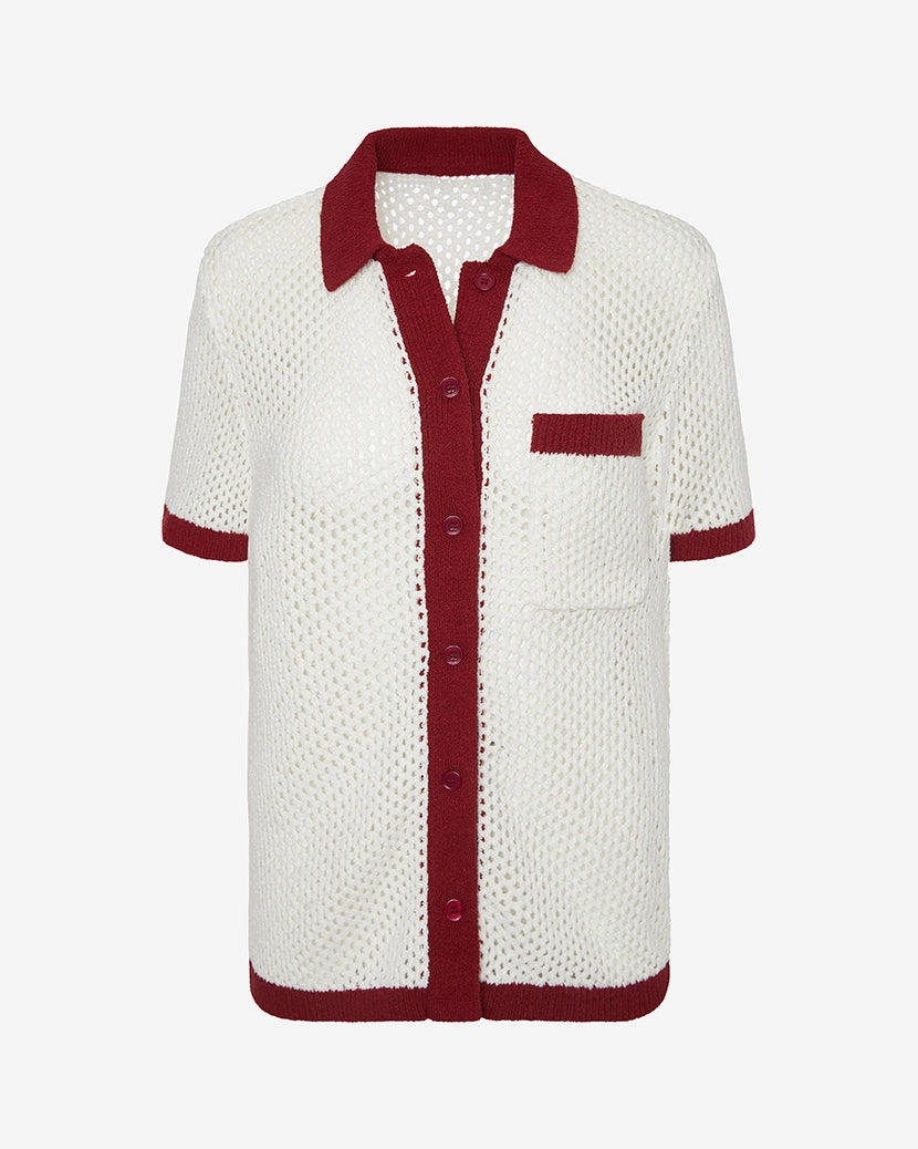 Oversized Crochet Button-up Shirt