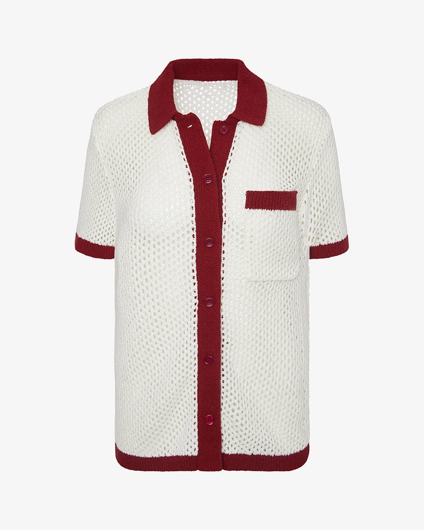 Oversized Crochet Button-up Shirt