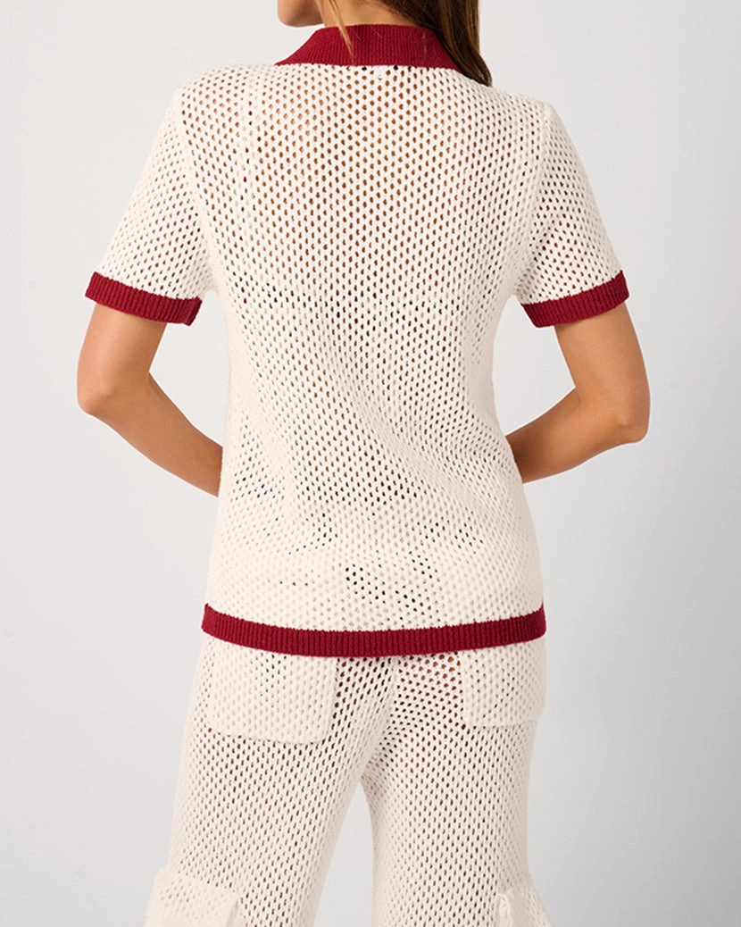 Oversized Crochet Button-up Shirt
