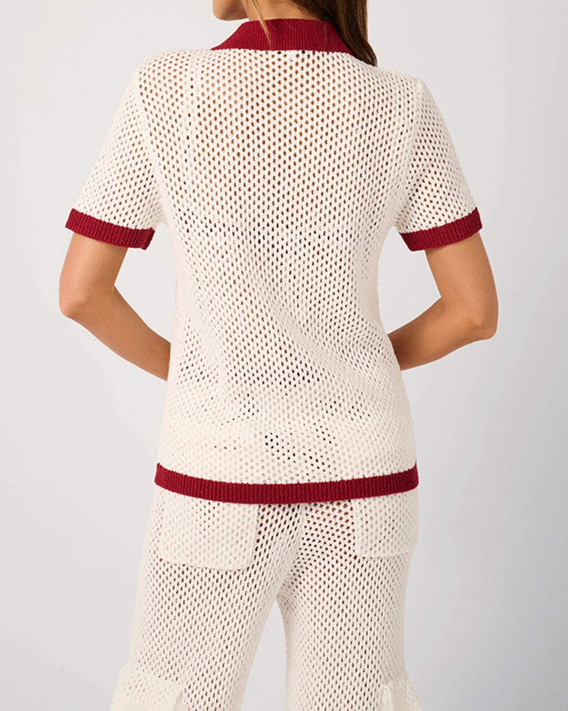 Oversized Crochet Button-up Shirt