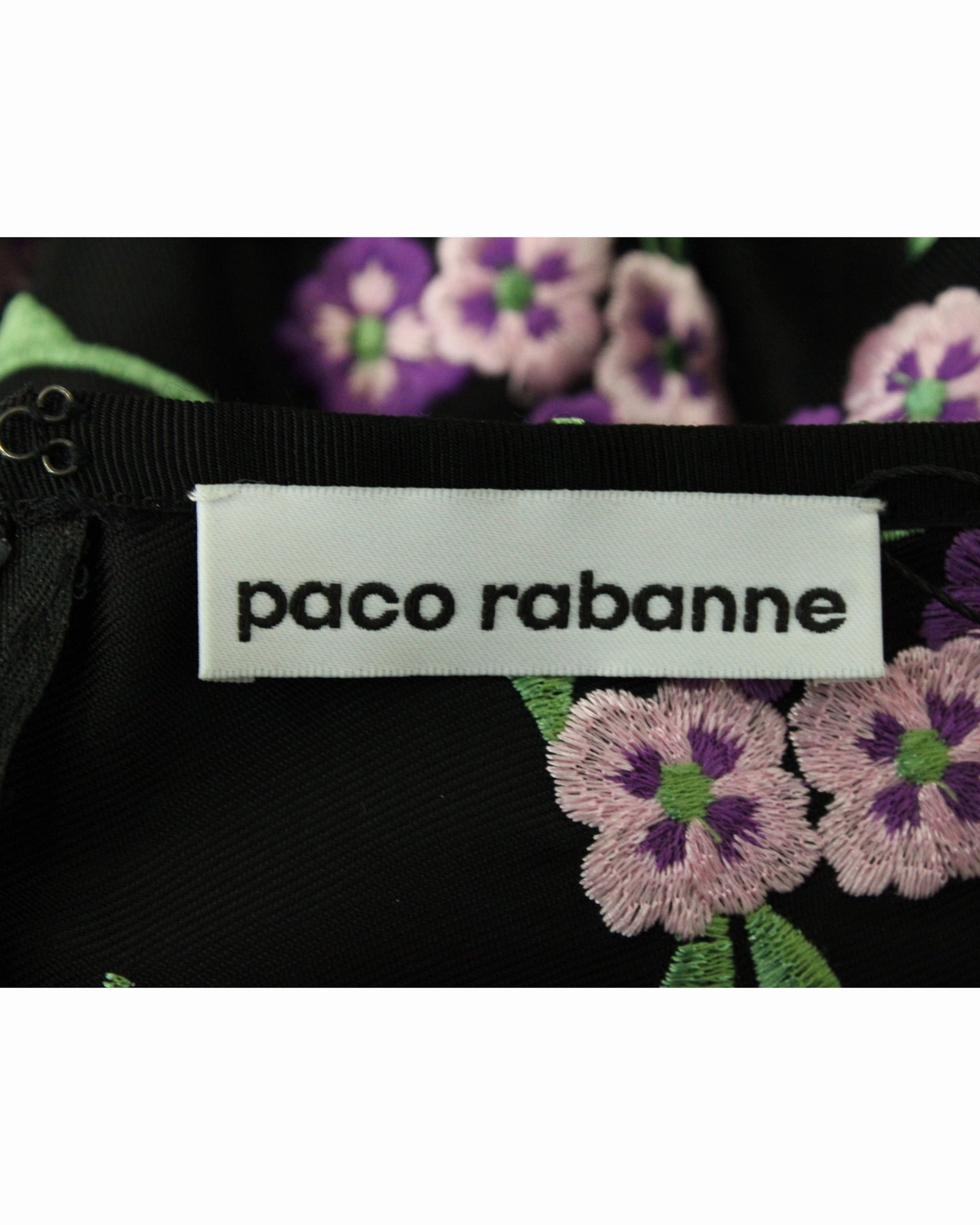 Paco Rabanne Floral Embroidered Skirt in Black Viscose