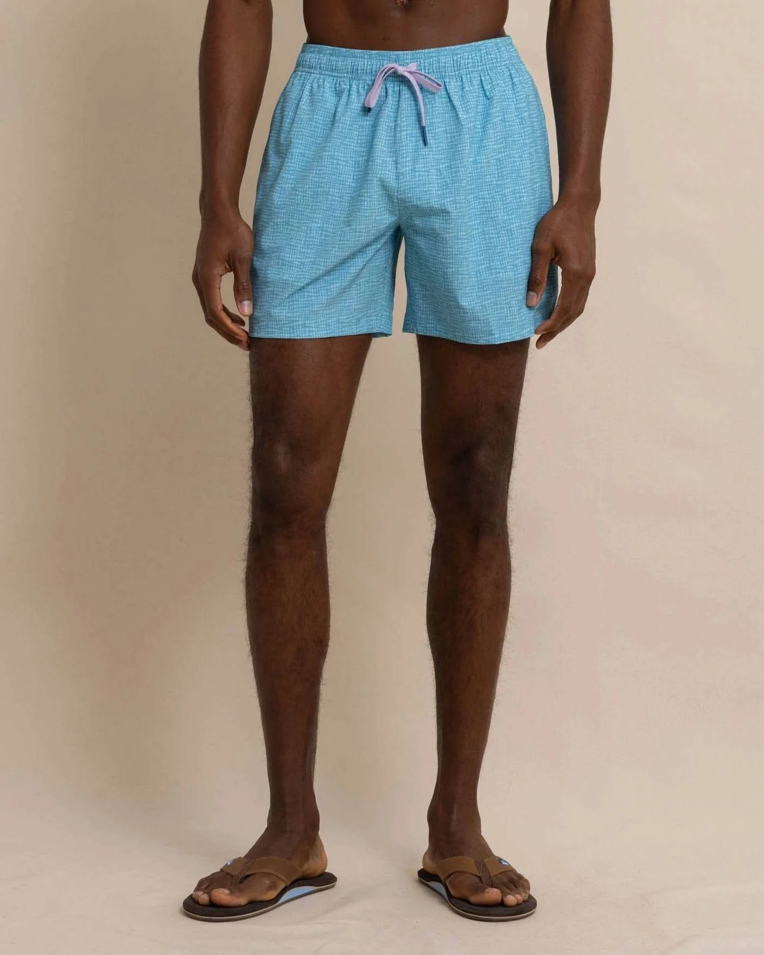 Painted Check Swim Trunk In Wake Blue