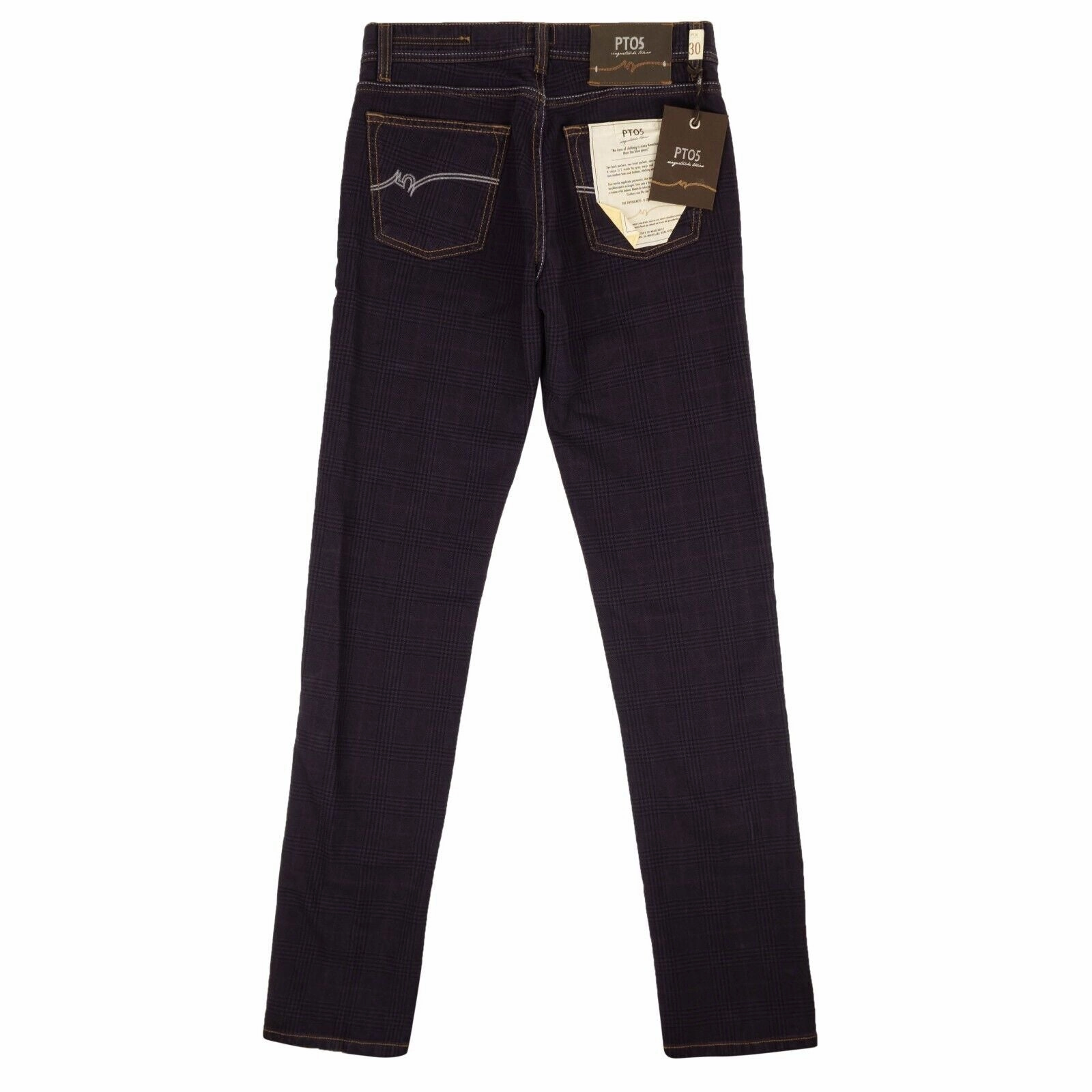 Pantaloni Torino Plaid Italian Selected Denim Jeans - Purple