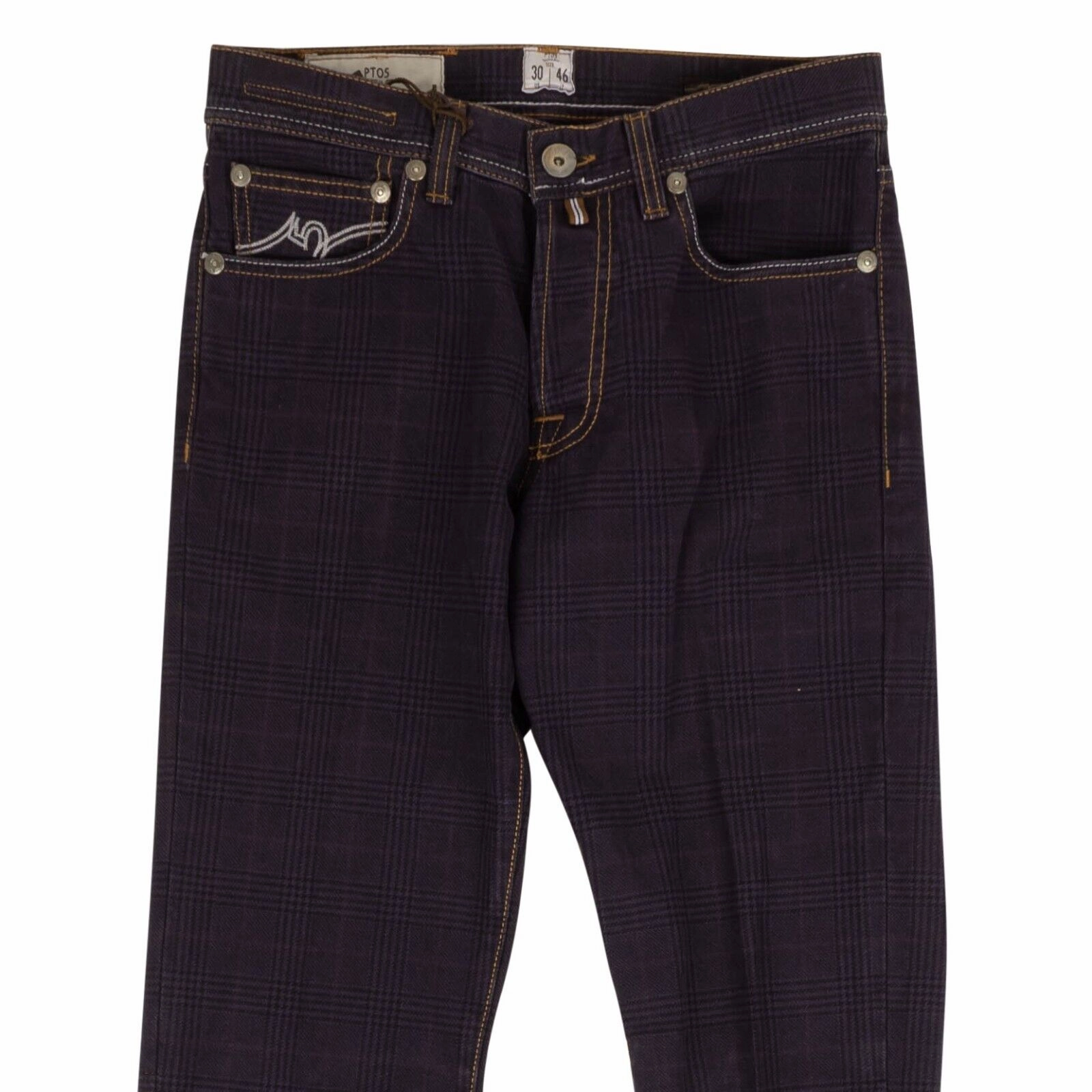 Pantaloni Torino Plaid Italian Selected Denim Jeans - Purple