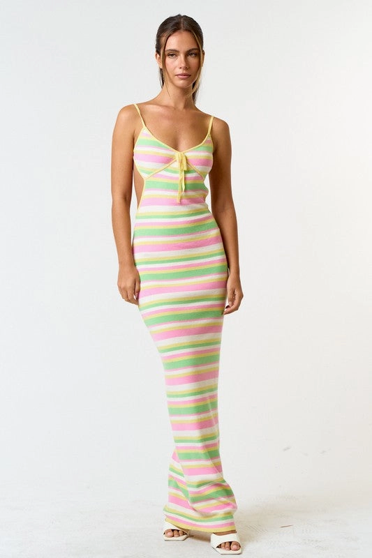 Party Poolside Striped Maxi Dress