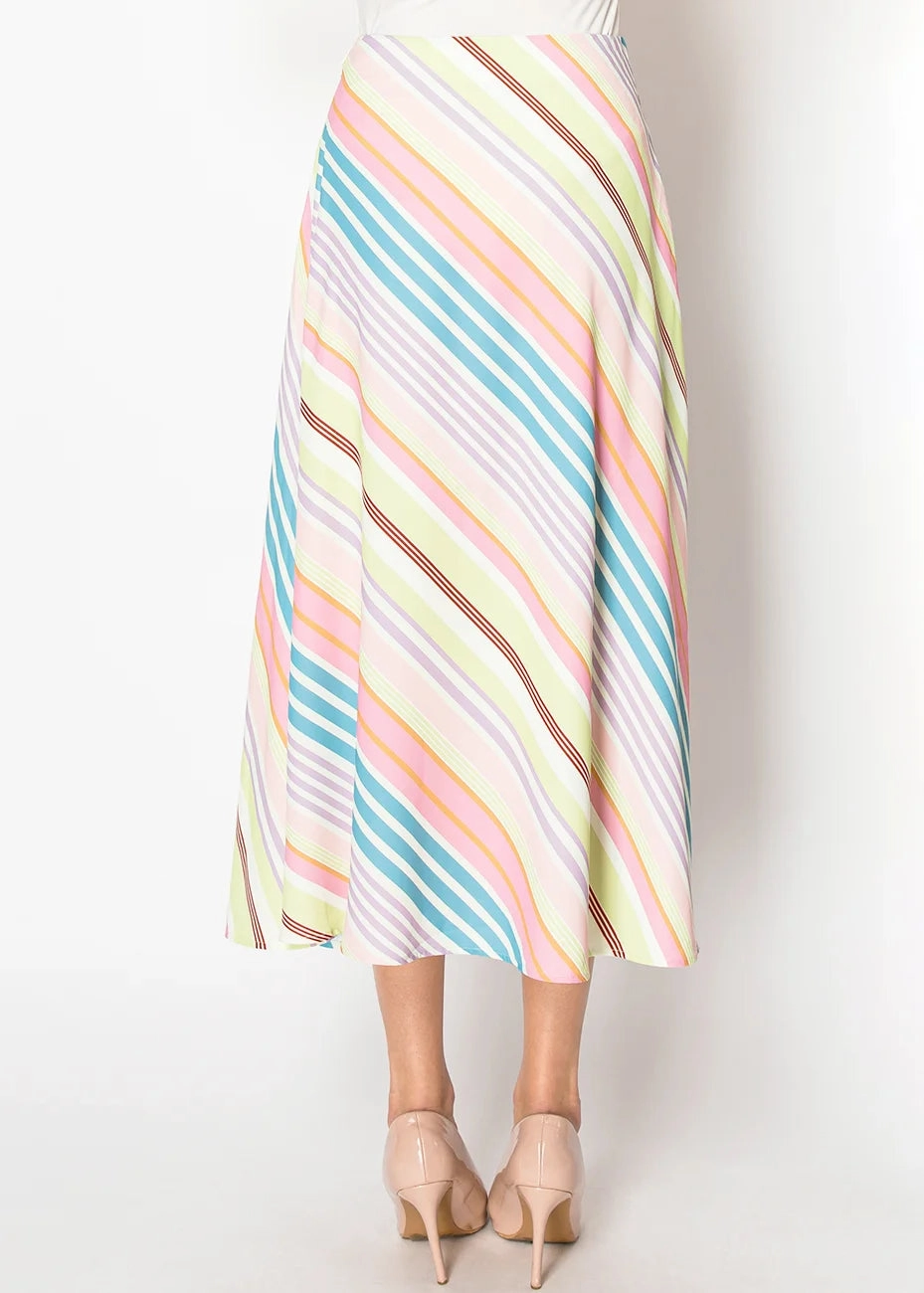 Pastel Stripes Midi Skirt