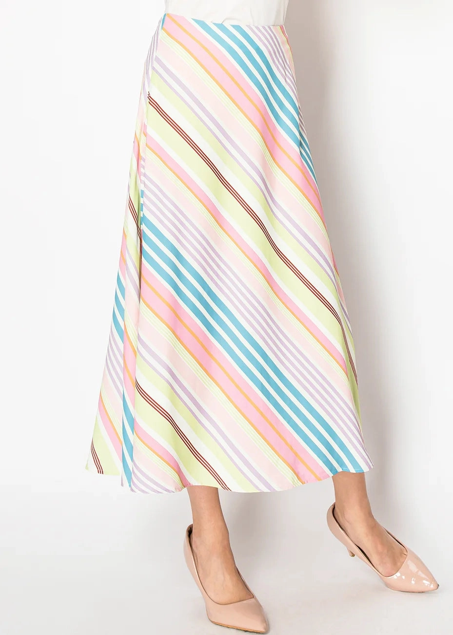 Pastel Stripes Midi Skirt