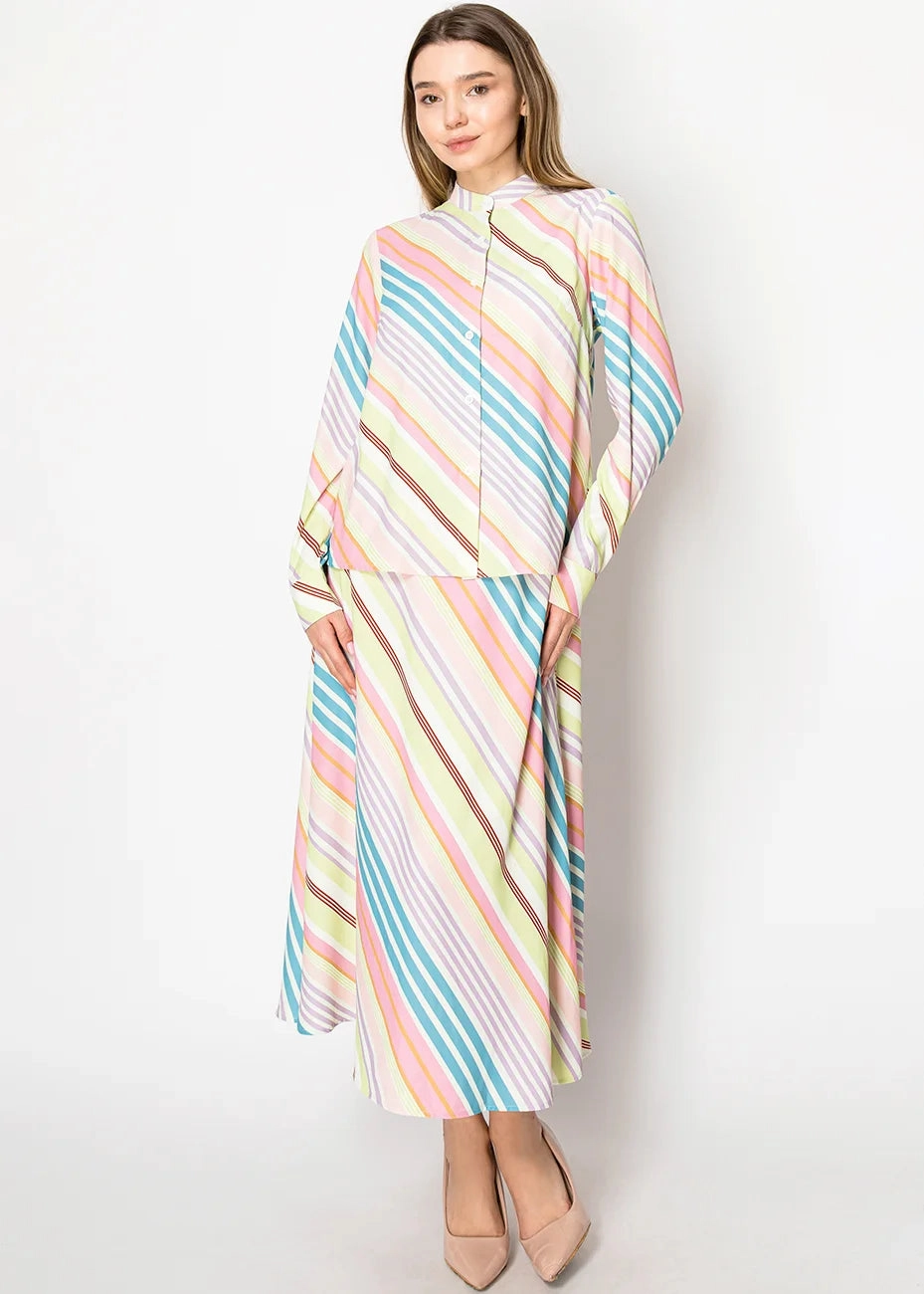 Pastel Stripes Midi Skirt