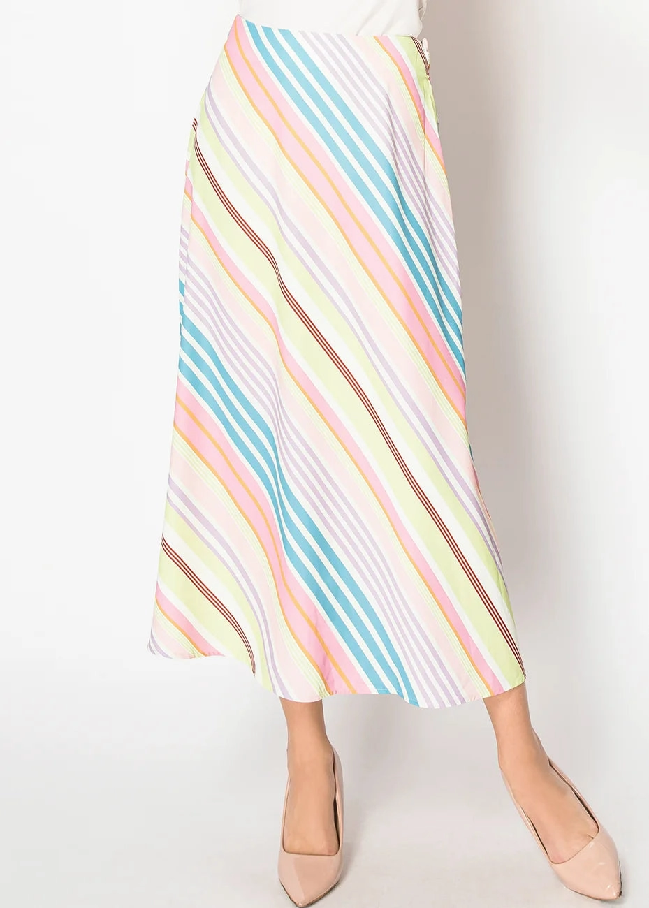 Pastel Stripes Midi Skirt