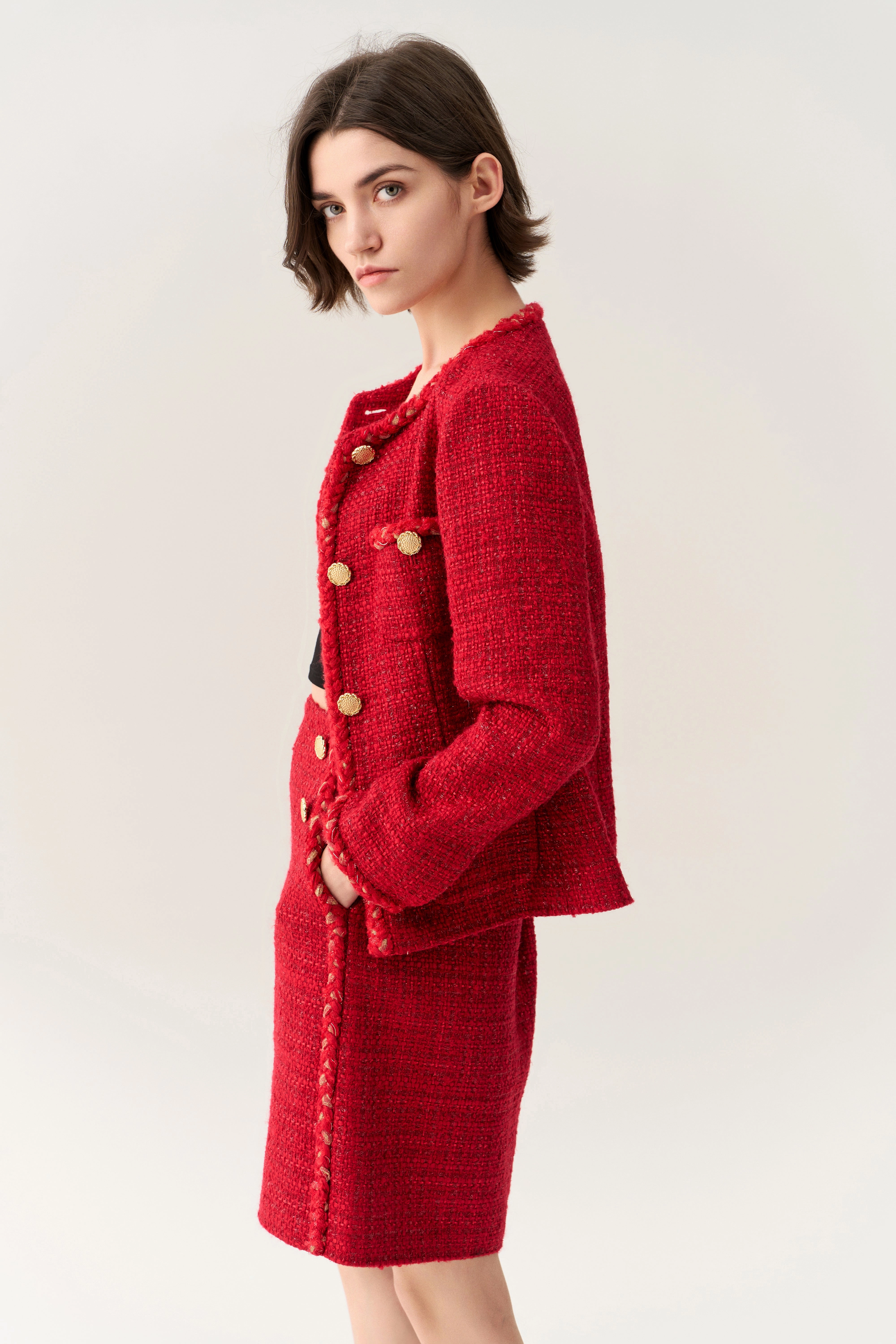 Patch-pocket Tweed Jacket