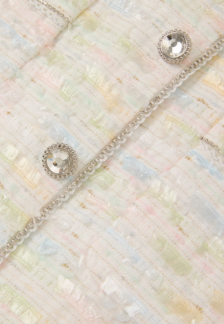 Patched-pocket Frayed-detail Crystal-trim Waistcoat