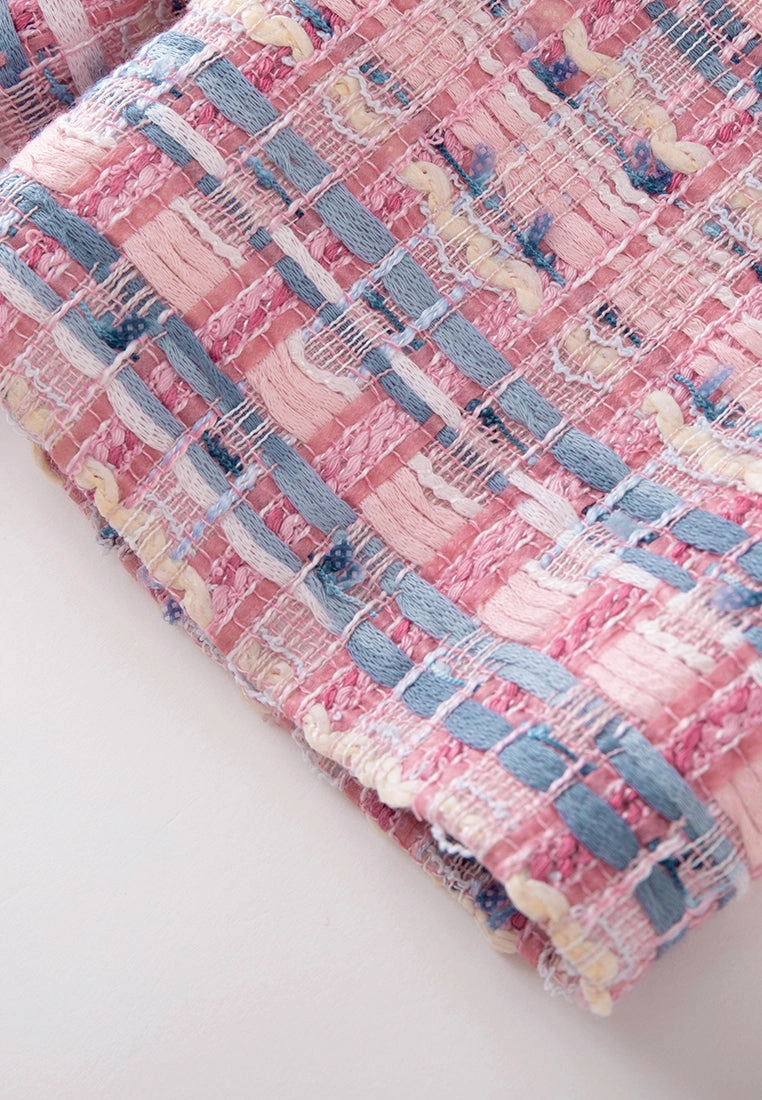 Patchwork Lace-detail Mixed-tweed Cropped Top