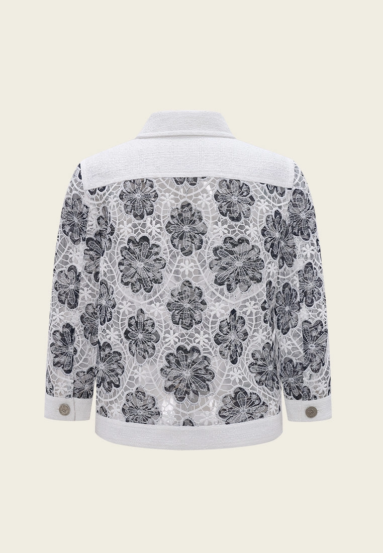 Patchworked Mesh Lace Jacket