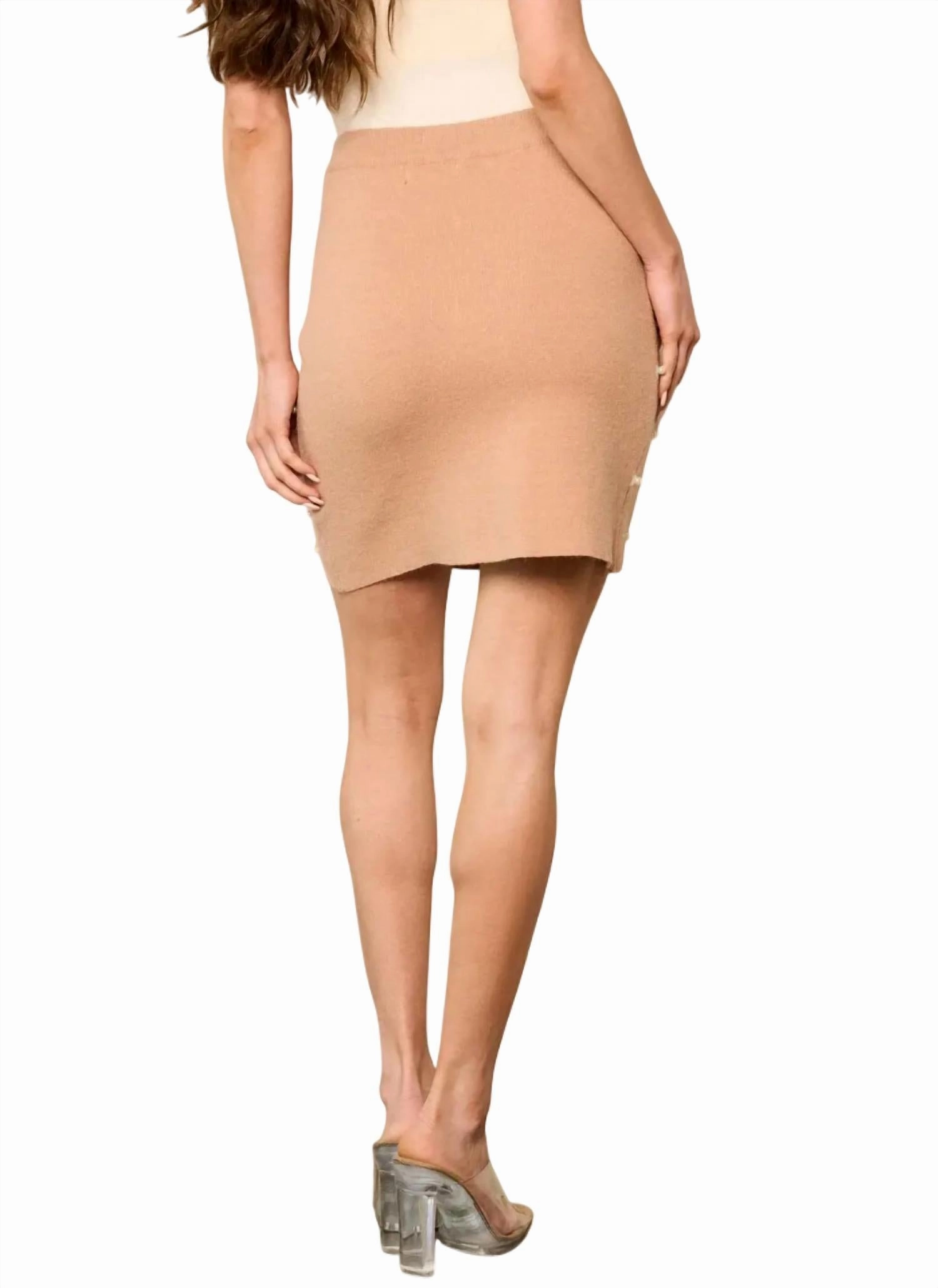 Pearl Mini Skirt In Tan