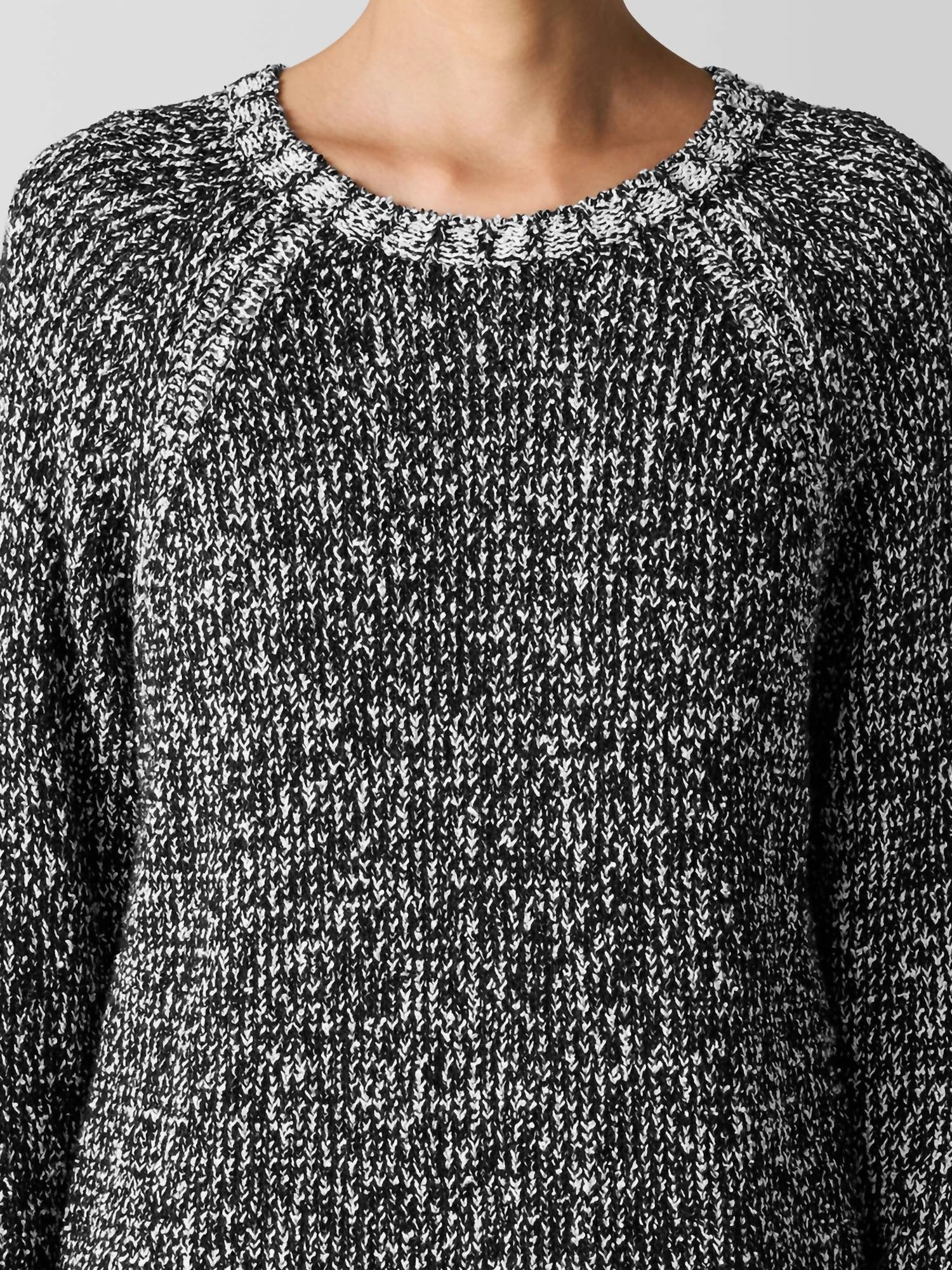 Peruvian Organic Cotton Boucle Crew Neck Top In Black