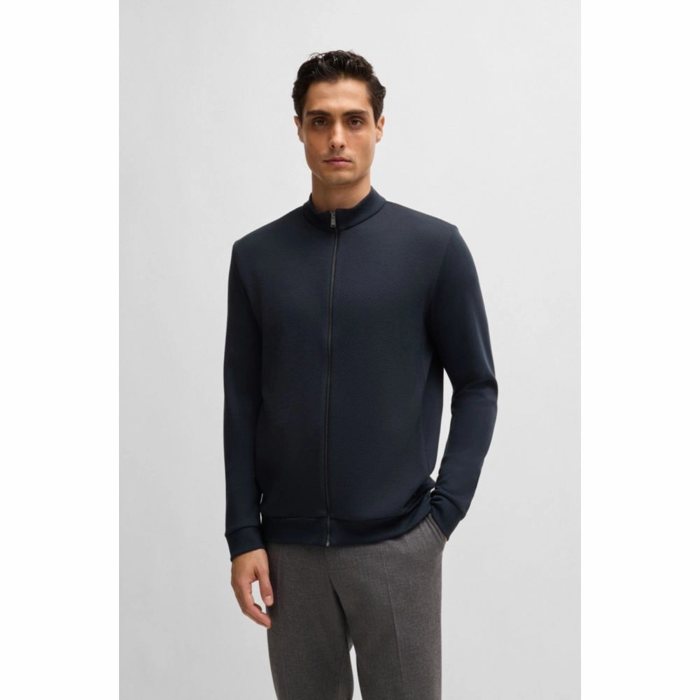 Pima-cotton zip-up sweatshirt with structured front